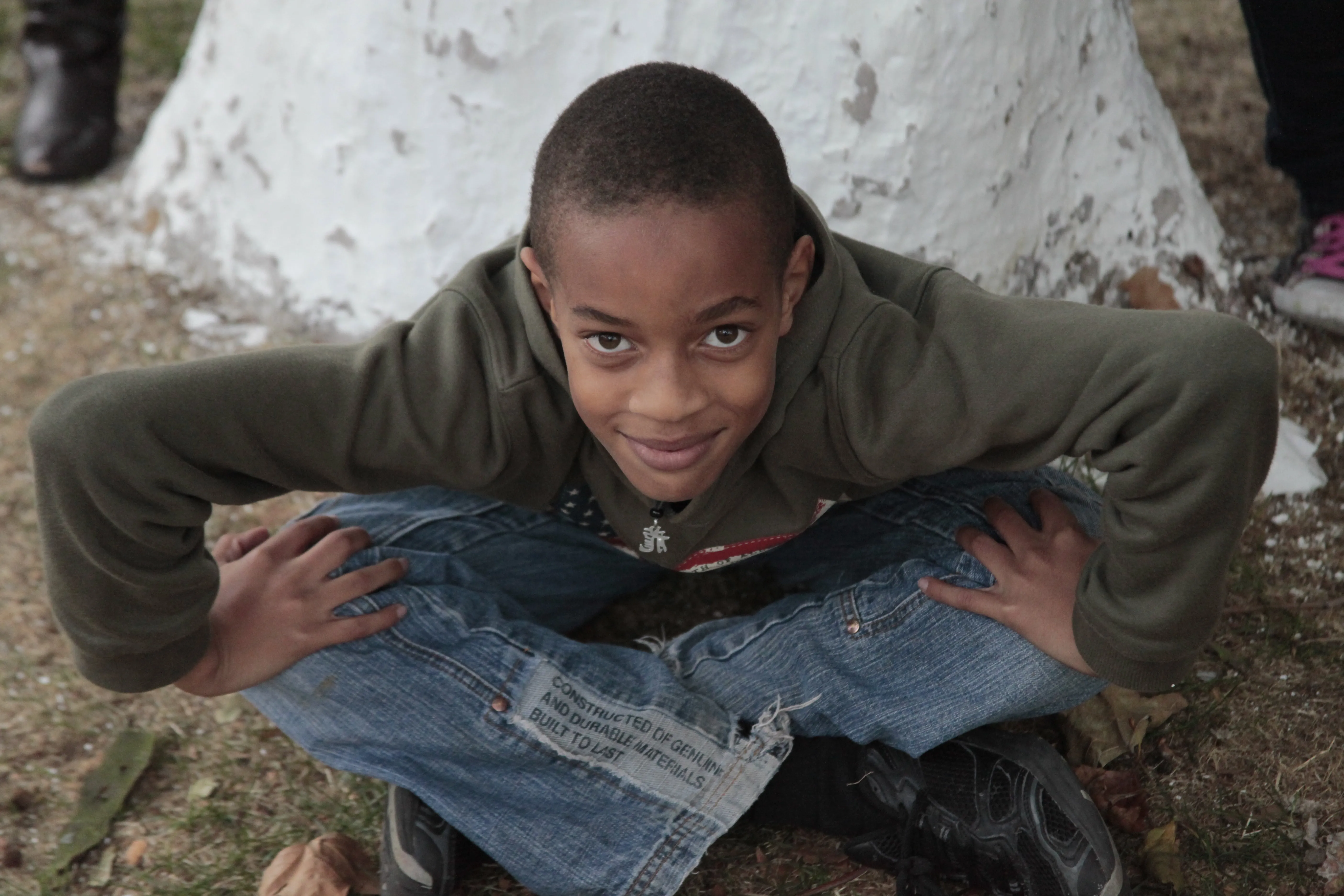 Playful portrait photographed from above